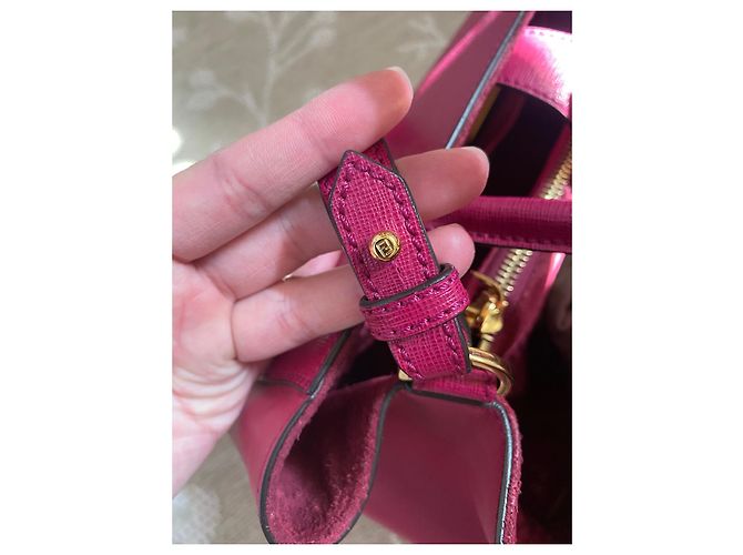 Borsa a mano Fendi in pelle rosa - vista 8