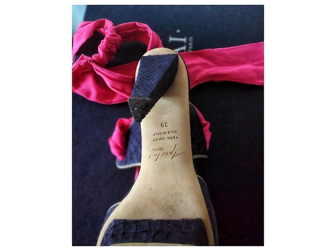 Aperlai Ledersandalen mit hohem Absatz Blau - Ansicht 3