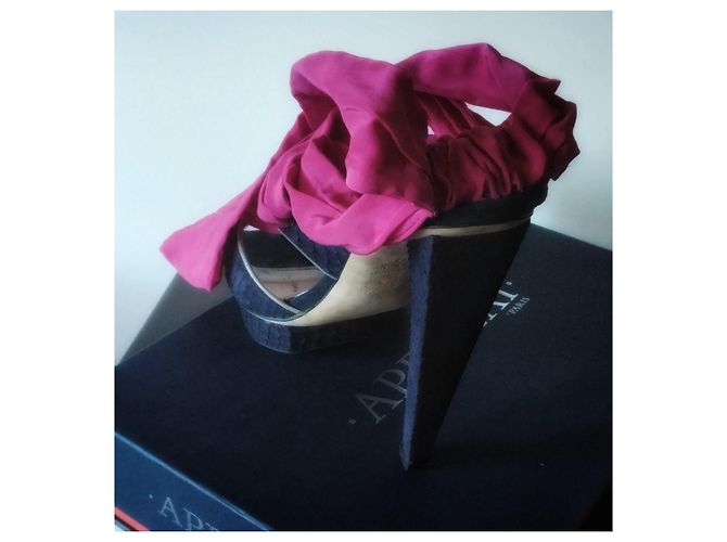 Aperlai Ledersandalen mit hohem Absatz Blau - Ansicht 5