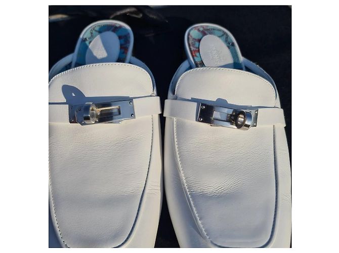 Hermès Sabot Hermes Oz in pelle bianca Bianco - vista 4