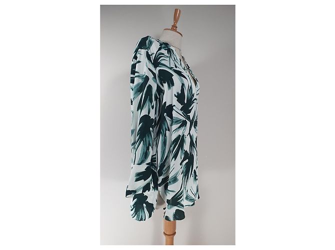 By Malene Birger Camicetta Caftano Cabana Bianco Verde Viscosa Multicolore - vista 2