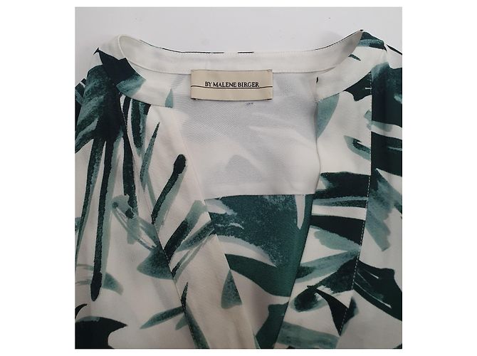 By Malene Birger Camicetta Caftano Cabana Bianco Verde Viscosa Multicolore - vista 6