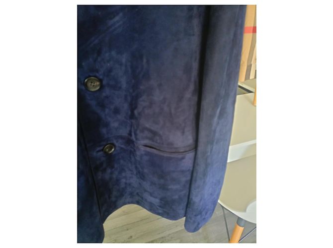 Prada Giacca in vitello scamosciato e nappa accoppiata Blu - vista 7
