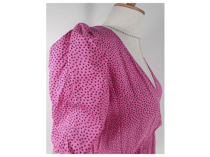 Ganni Dotty Kleid Rosa Polka Dot Viscose Pink - Ansicht 2