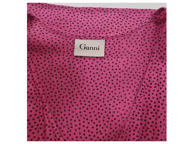 Ganni Dotty Kleid Rosa Polka Dot Viscose Pink - Ansicht 5