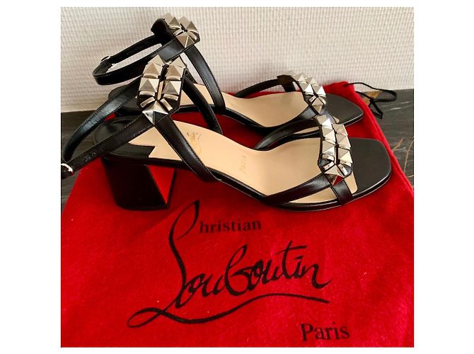 Sandali Christian Louboutin in pelle nera Nero - vista 2