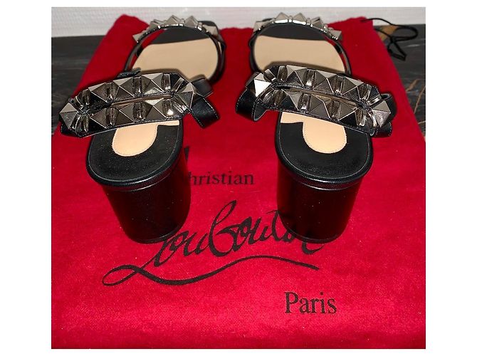Sandali Christian Louboutin in pelle nera Nero - vista 4
