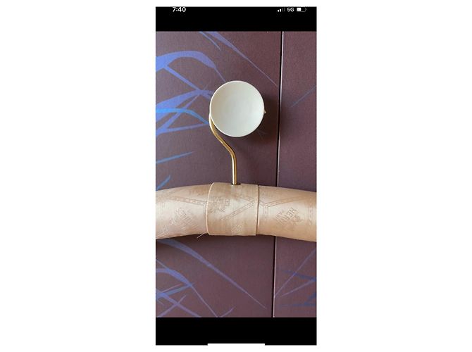 Percha Hermès de seda beige - vista 6