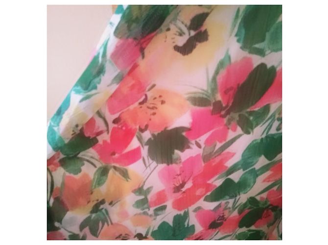 Vestido Donna Karan de seda con estampado floral rosa turquesa - vista 5