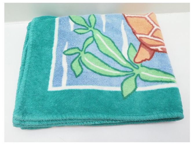 Hermès NEUF DRAP DE PLAGE HERMES TORTUES SERVIETTE COTON TURQUOISE NEW BEACH TOWEL - vue 5