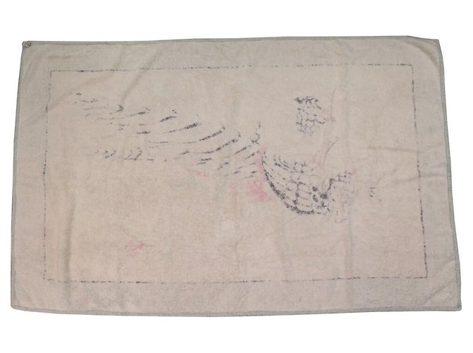 Hermès DRAP DE PLAGE HERMES OISEAUX SERVIETTE DE BAIN COTON GRIS BEACH TOWEL - vue 5
