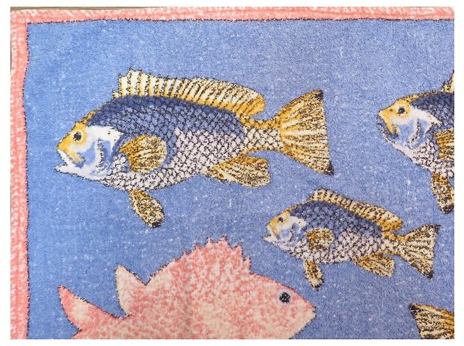 Hermès HERMES FISH TOWEL 90 x 65 CM IN BLUE COTTON BLUE BATH TOWEL - view 2