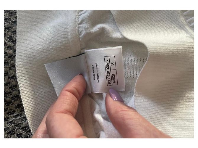 Cambon Chanel authentischer Tennisrock mit Monogramm-Logo Weiß Grau - Ansicht 6