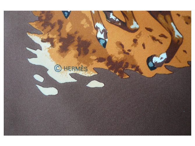 Hermès HERMES Carré Seta Vintage AFRICA BUONE CONDIZIONI Marrone - vista 3