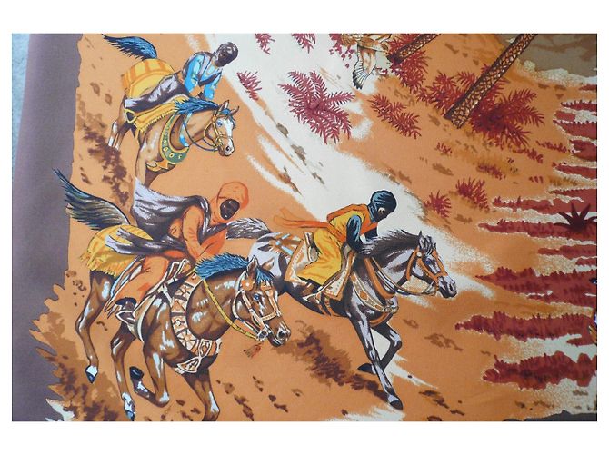Hermès HERMES Carré Seta Vintage AFRICA BUONE CONDIZIONI Marrone - vista 4