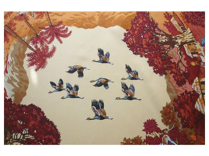 Hermès HERMES Carré Seta Vintage AFRICA BUONE CONDIZIONI Marrone - vista 6