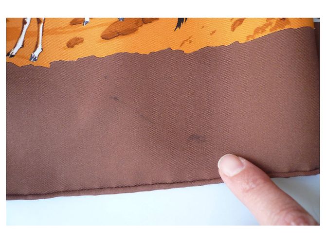 Hermès HERMES Carré Seta Vintage AFRICA BUONE CONDIZIONI Marrone - vista 9