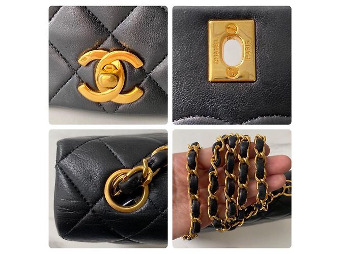 Timeless Chanel Bolso de hombro de piel de cordero acolchada negro - vista 7