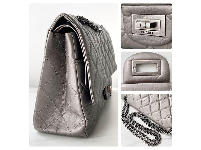 Chanel 2.55 Reissue em couro de vitelo acolchoado prateado 227 Prata - vista 4
