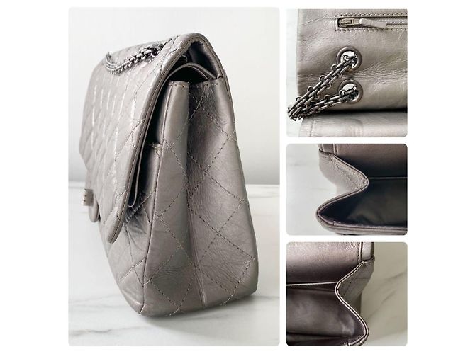 Chanel 2.55 Reissue em couro de vitelo acolchoado prateado 227 Prata - vista 5