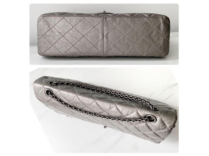 Chanel 2.55 Reissue em couro de vitelo acolchoado prateado 227 Prata - vista 7