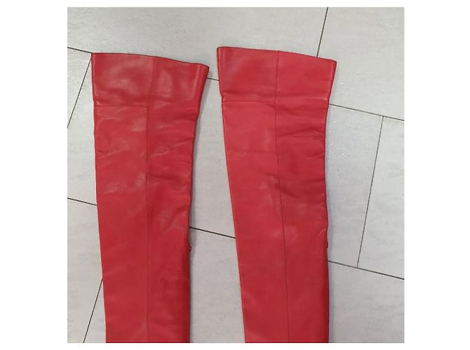 Chanel Red Paris Moscow Wedge Thigh-High Boots - vista 3