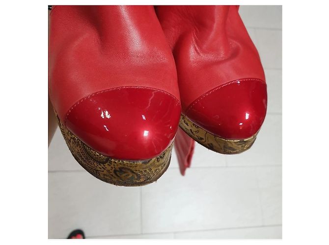 Chanel Red Paris Moscow Wedge Thigh-High Boots - vista 5