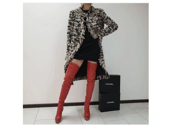 Chanel Red Paris Moscow Wedge Thigh-High Boots - vista 7