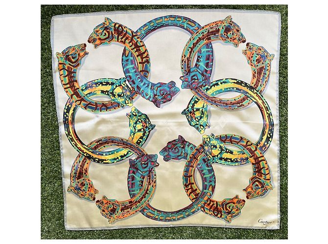Sciarpa Cartier piccola 68 X 68 cm Beige Verde chiaro - vista 2