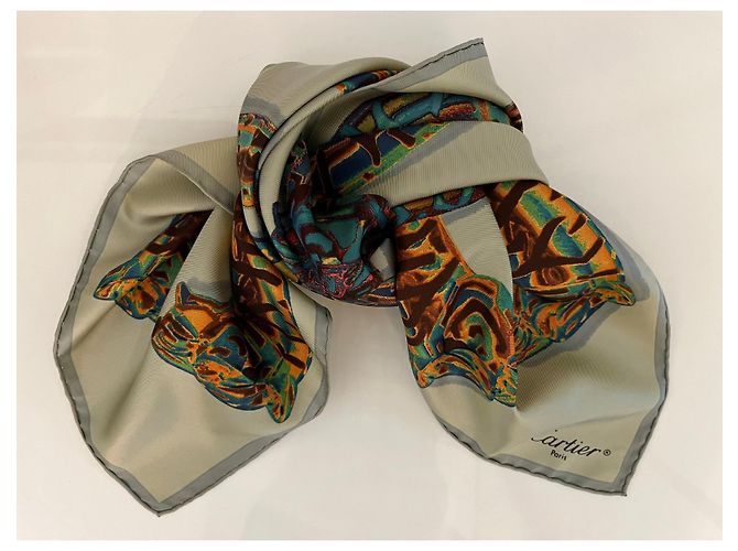 Sciarpa Cartier piccola 68 X 68 cm Beige Verde chiaro - vista 3