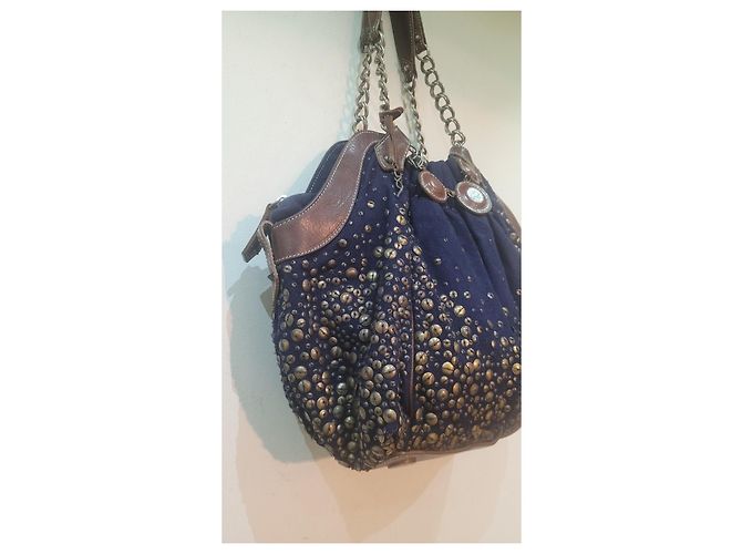 Christian Louboutin borsa tote bag Marrone Blu scuro - vista 11