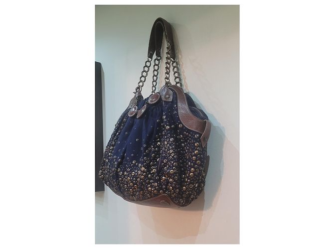 Christian Louboutin borsa tote bag Marrone Blu scuro - vista 12