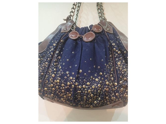 Christian Louboutin borsa tote bag Marrone Blu scuro - vista 14