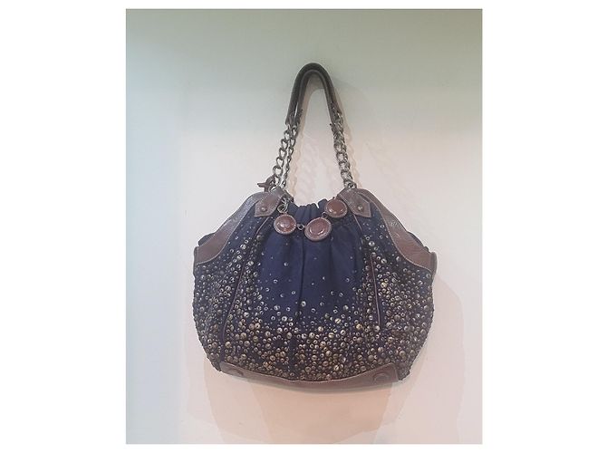 Christian Louboutin borsa tote bag Marrone Blu scuro - vista 15