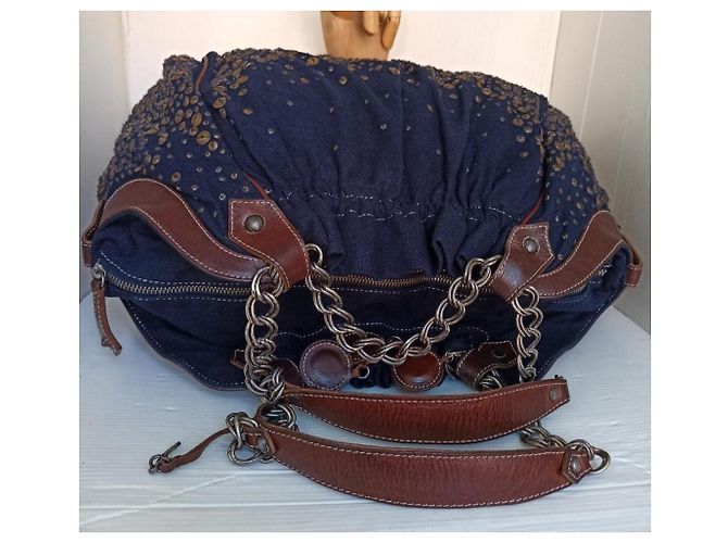 Christian Louboutin borsa tote bag Marrone Blu scuro - vista 2