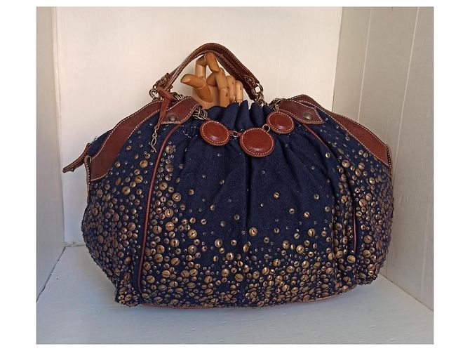 Christian Louboutin borsa tote bag Marrone Blu scuro - vista 3