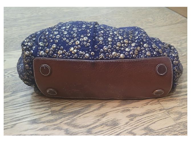 Christian Louboutin borsa tote bag Marrone Blu scuro - vista 8