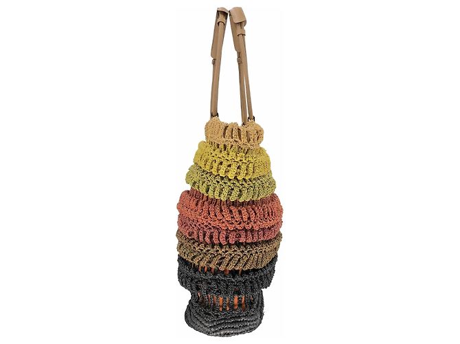Borsa tote Jamin Puech in giallo, rafia arancione e marrone Multicolore - vista 3