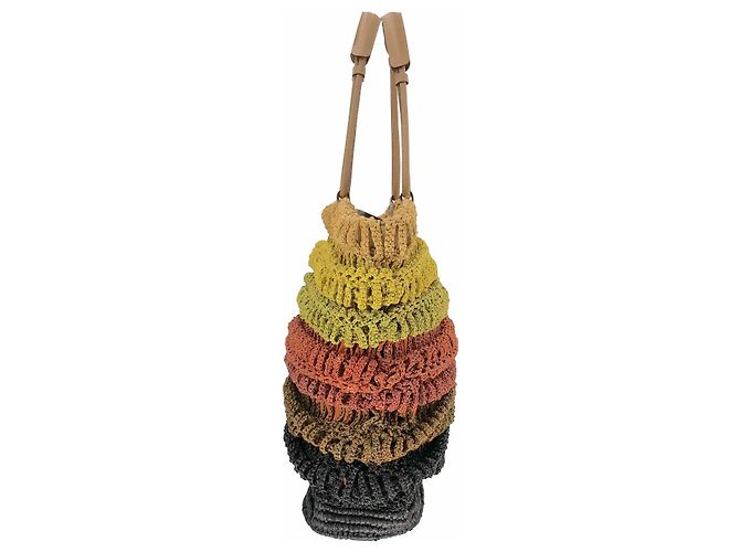 Borsa tote Jamin Puech in giallo, rafia arancione e marrone Multicolore - vista 4