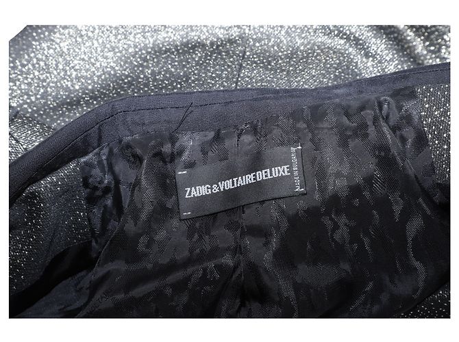 Zadig & Voltaire Vedax Dore Structured Metallic Blazer in Black Acrylic - view 4