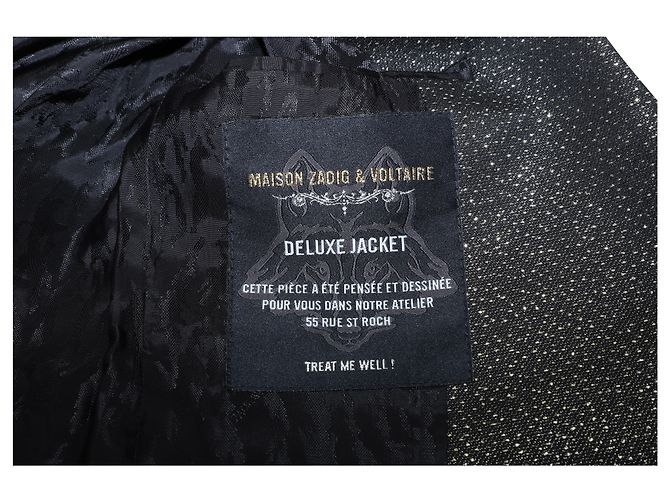 Zadig & Voltaire Vedax Dore Structured Metallic Blazer in Black Acrylic - view 5