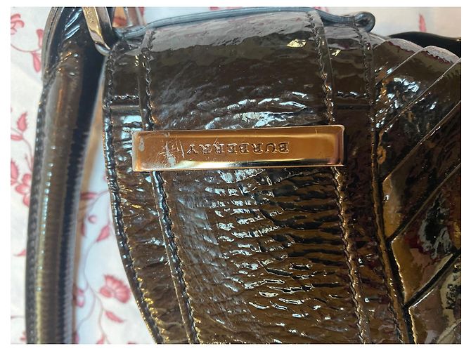 Autre Marque Borsa Burberry in vernice nera a spalla Nero - vista 6