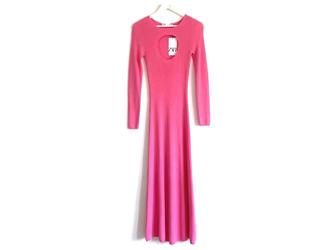 Zara cut-out knit dress Pink Viscose ref.568120 - Joli Closet