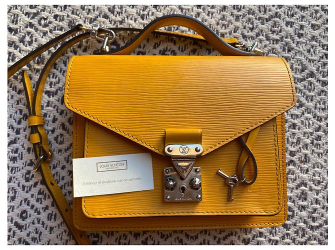 Borsa a tracolla Louis Vuitton Monceau in pelle Epi gialla Giallo - vista 7