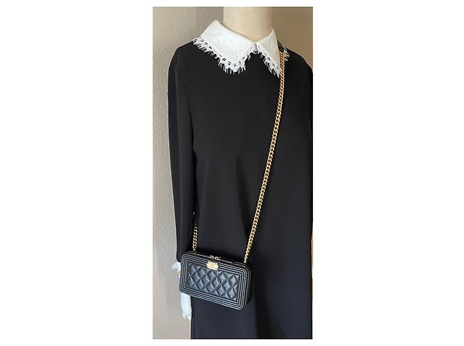 Boy Chanel Cartera con cadena dorada para teléfono de niño con cadena Negro - vista 10