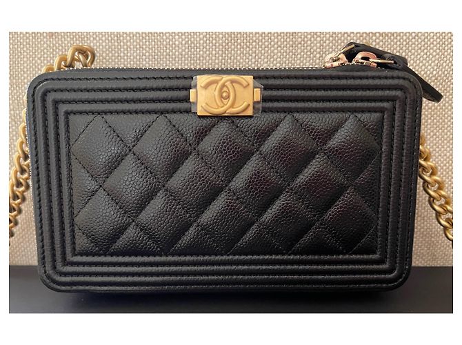 Boy Chanel Cartera con cadena dorada para teléfono de niño con cadena Negro - vista 3