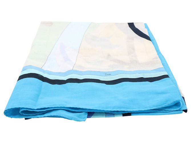 Emilio Pucci Organic Printed Pareo Sarong in Blue Cotton - view 2