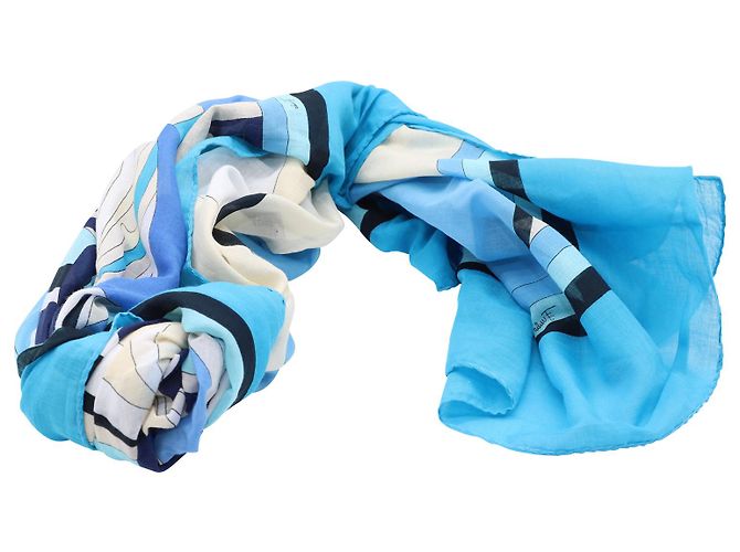 Emilio Pucci Organic Printed Pareo Sarong in Blue Cotton - view 4
