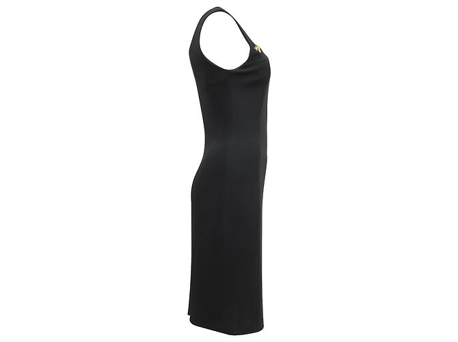 Escada by Margaretha Ley Abito senza maniche ricamato con elefante in rayon nero - vista 2