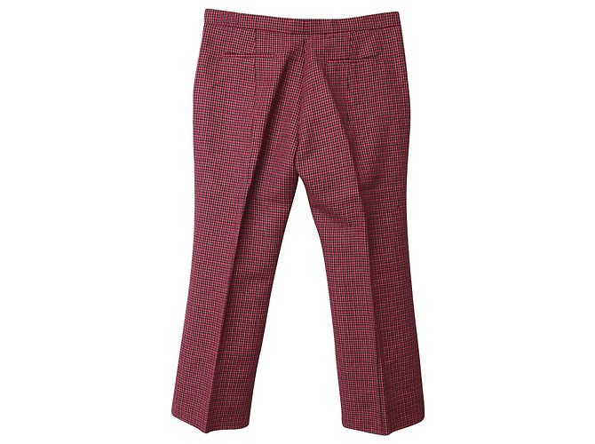MSGM Houndstooth Cropped Dress Pants in Red Fleece Wool - view 2
